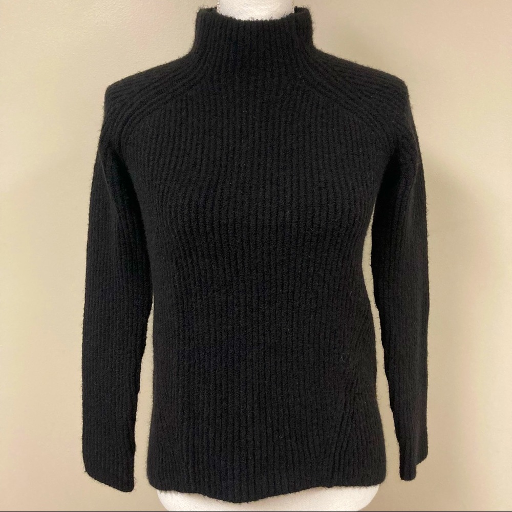MADEWELL Wool Ribbed Cowl Turtleneck Hi-Low Sweater